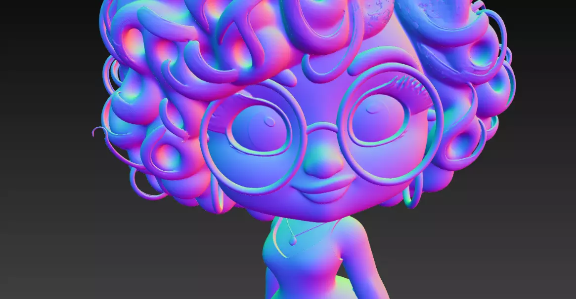 sweet curly girl sophie 3D print model