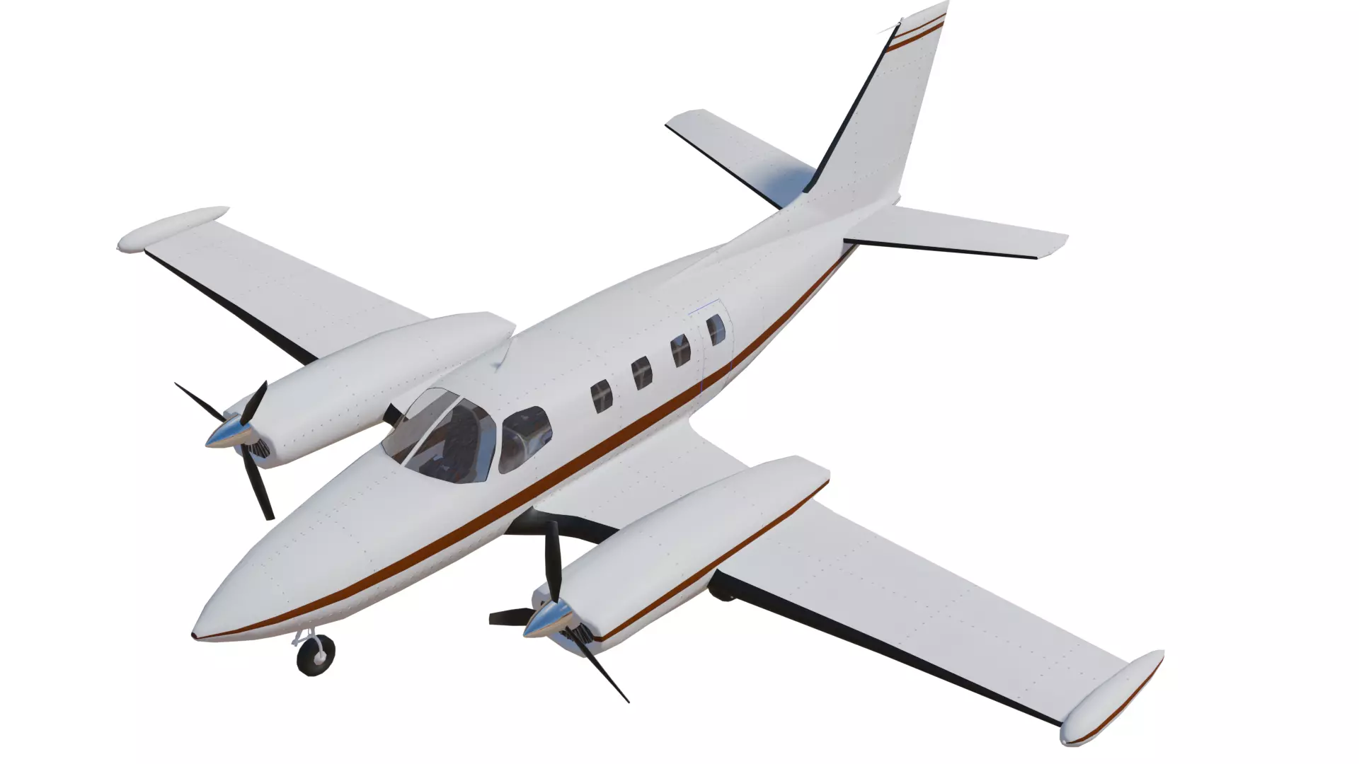 Cesna 340 Low-poly 3D model_0