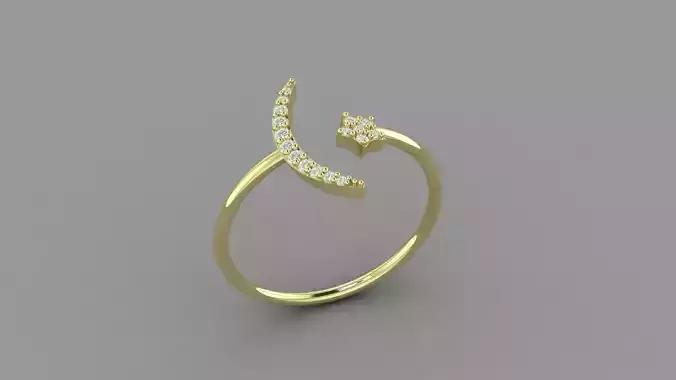 Star and crescent ring stony star 
