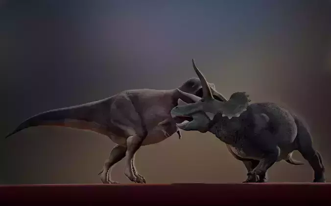 Tyrannosaurus and Triceratops battle 