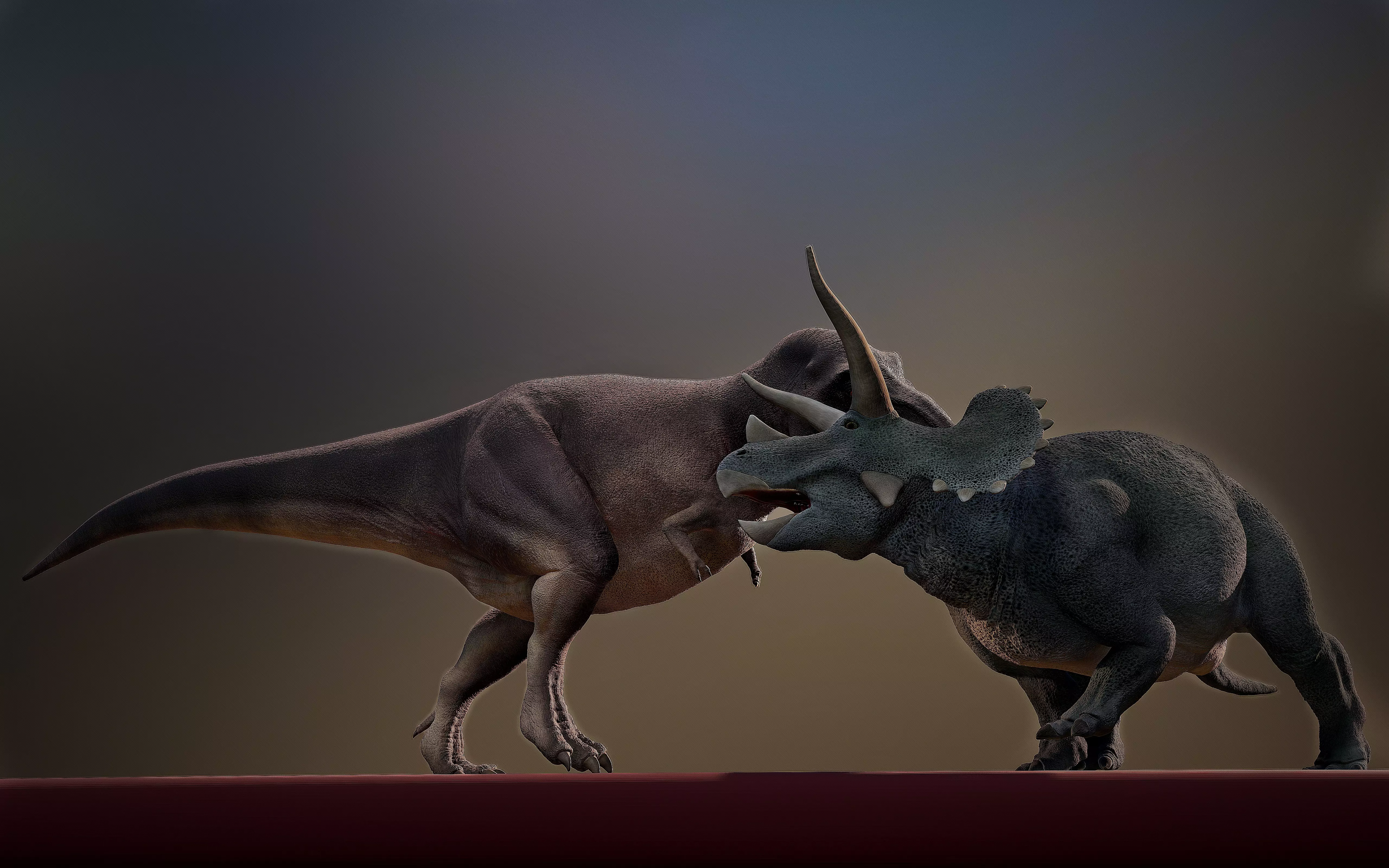 Tyrannosaurus and Triceratops battle 3D print model