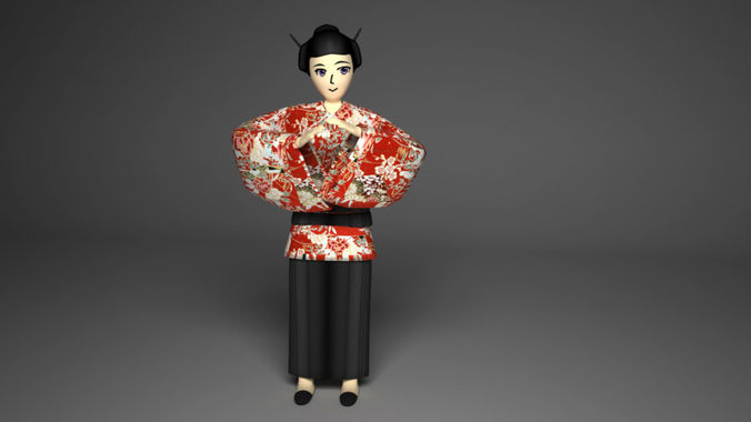 Beautifull japan girl Low-poly 3D model