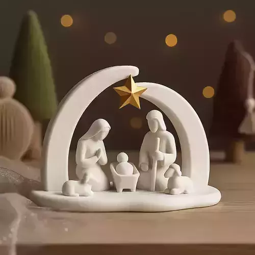 Minimalist Nativity Scene  Holy Family Christmas Decor