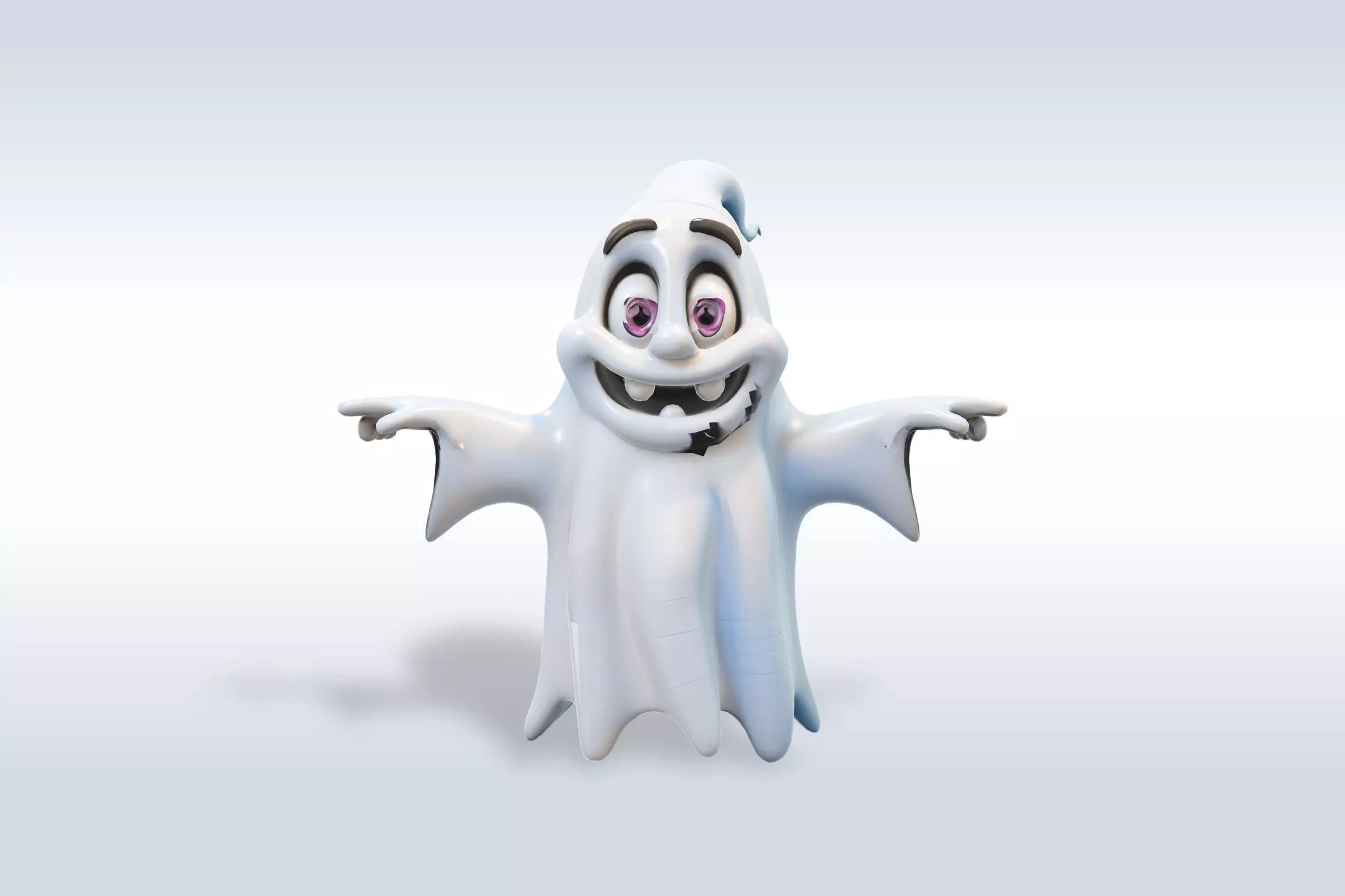 Cheerful Ghost Boy Character Low-poly 3D model_0