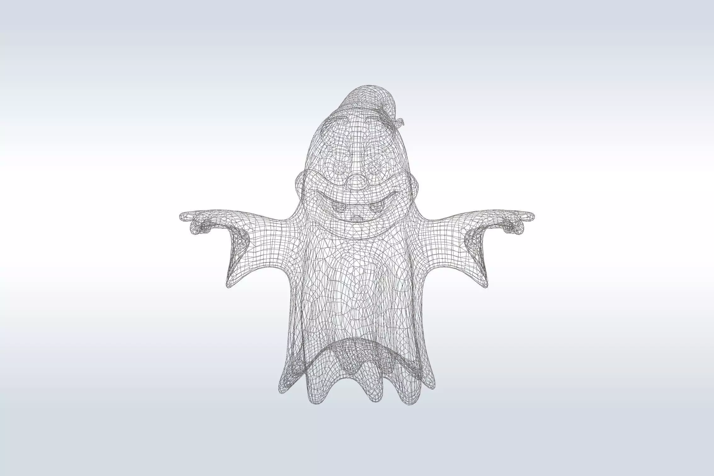 Cheerful Ghost Boy Character Low-poly 3D model_1