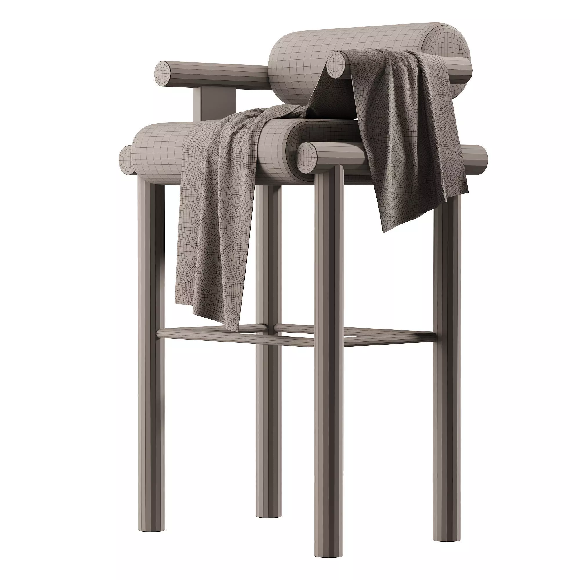 Laguna Bar Chair Low-poly 3D model_4