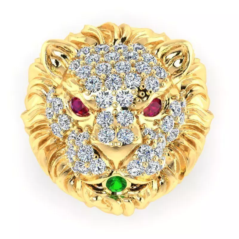 Lion head ring 3D print model_0