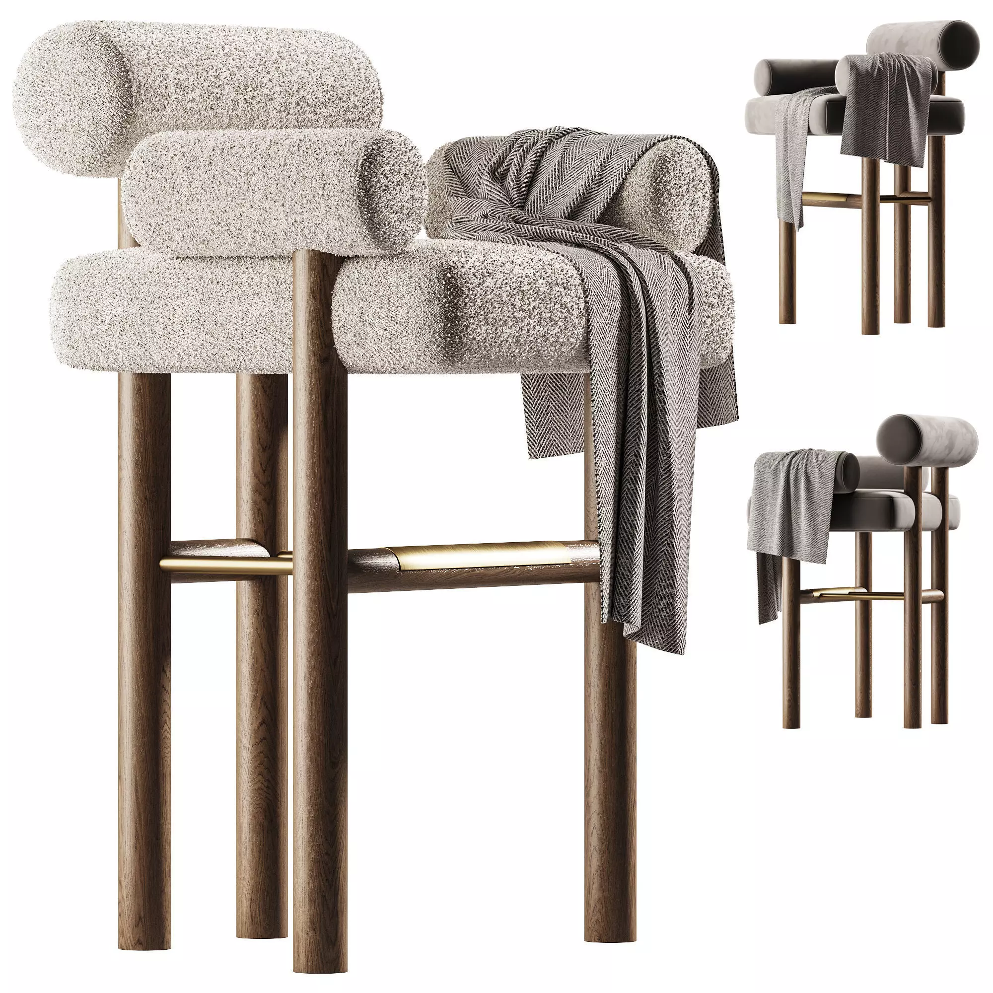 Conley Bar Chair Low-poly 3D model_0