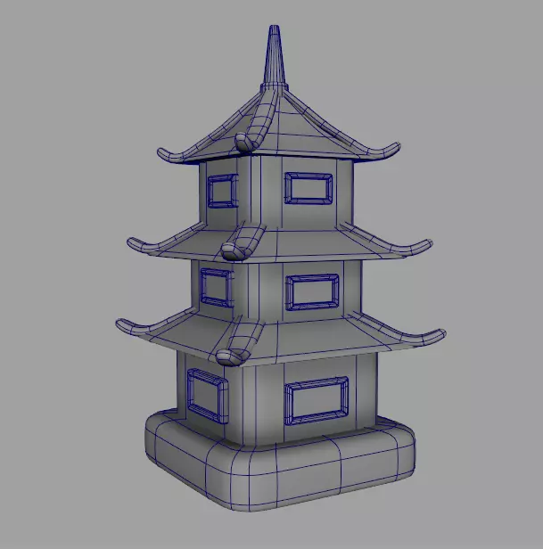Cartoon Temple Pagoda Low-poly 3D model_2