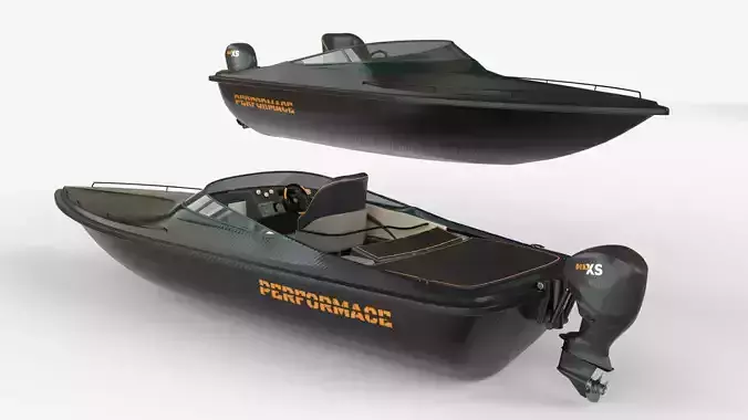 Black Fiber Speedboat 3D Model 3D model