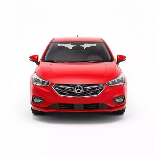 Red Sedan Car Low-poly 3D model 3