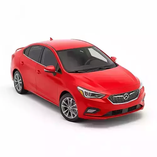 Red Sedan Car Low-poly 3D model 6