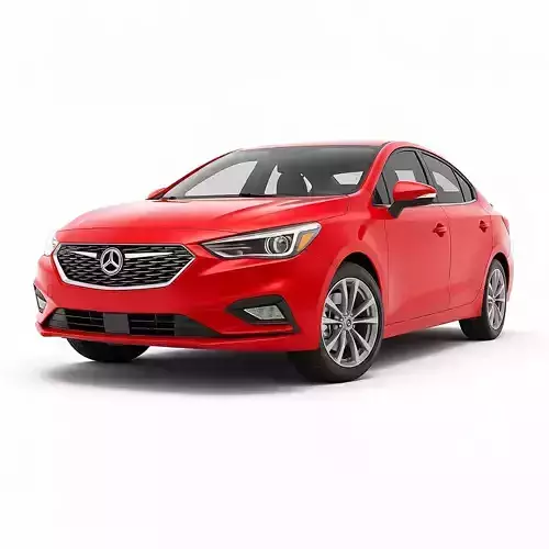 Red Sedan Car Low-poly 3D model 2