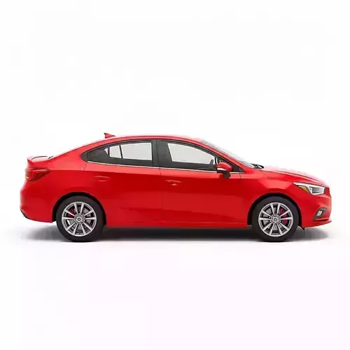 Red Sedan Car Low-poly 3D model 7