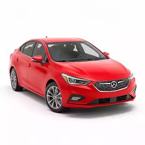 Red Sedan Car Low-poly 3D model 5