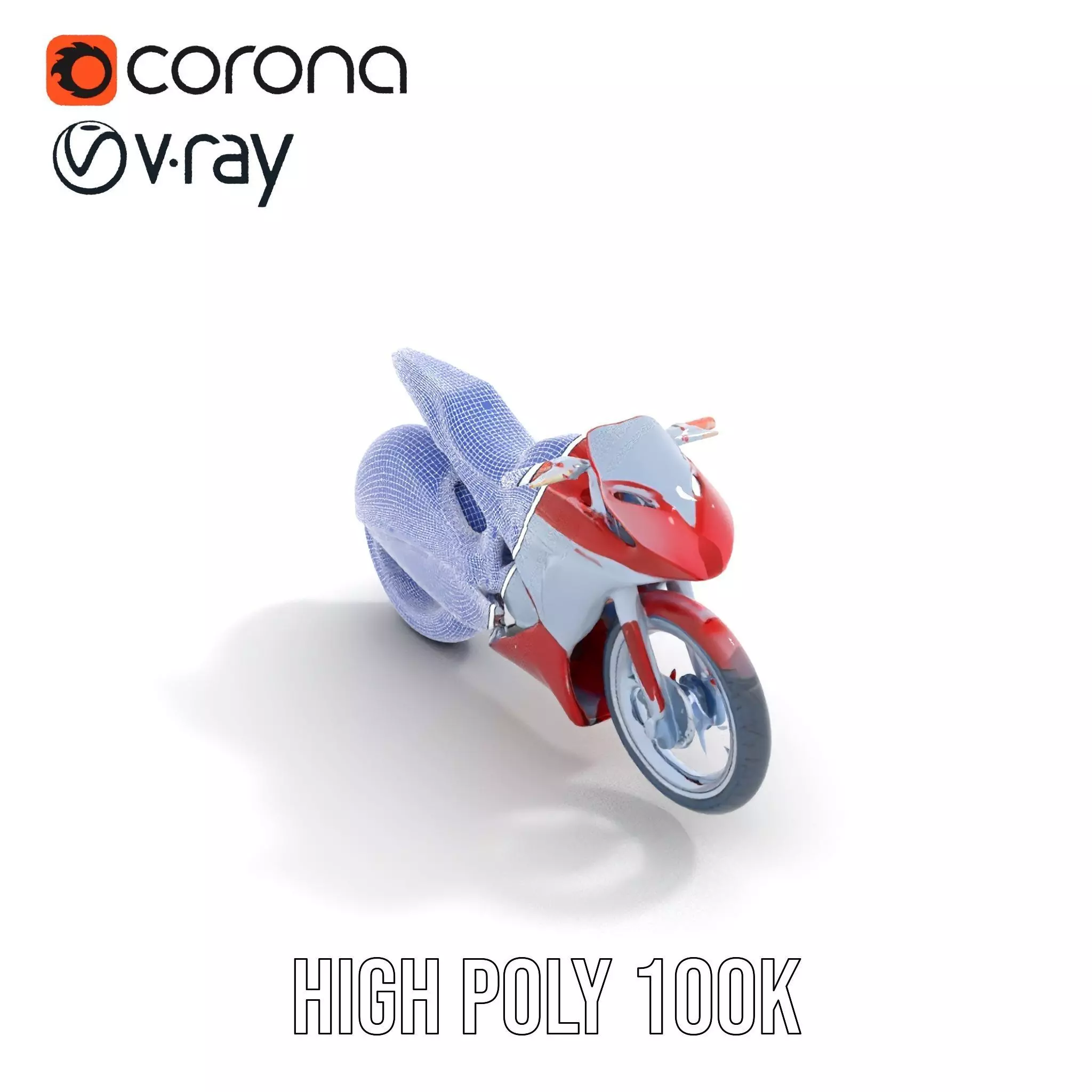 Futuristic Red Motorcycle model pack Low-poly 3D model_14
