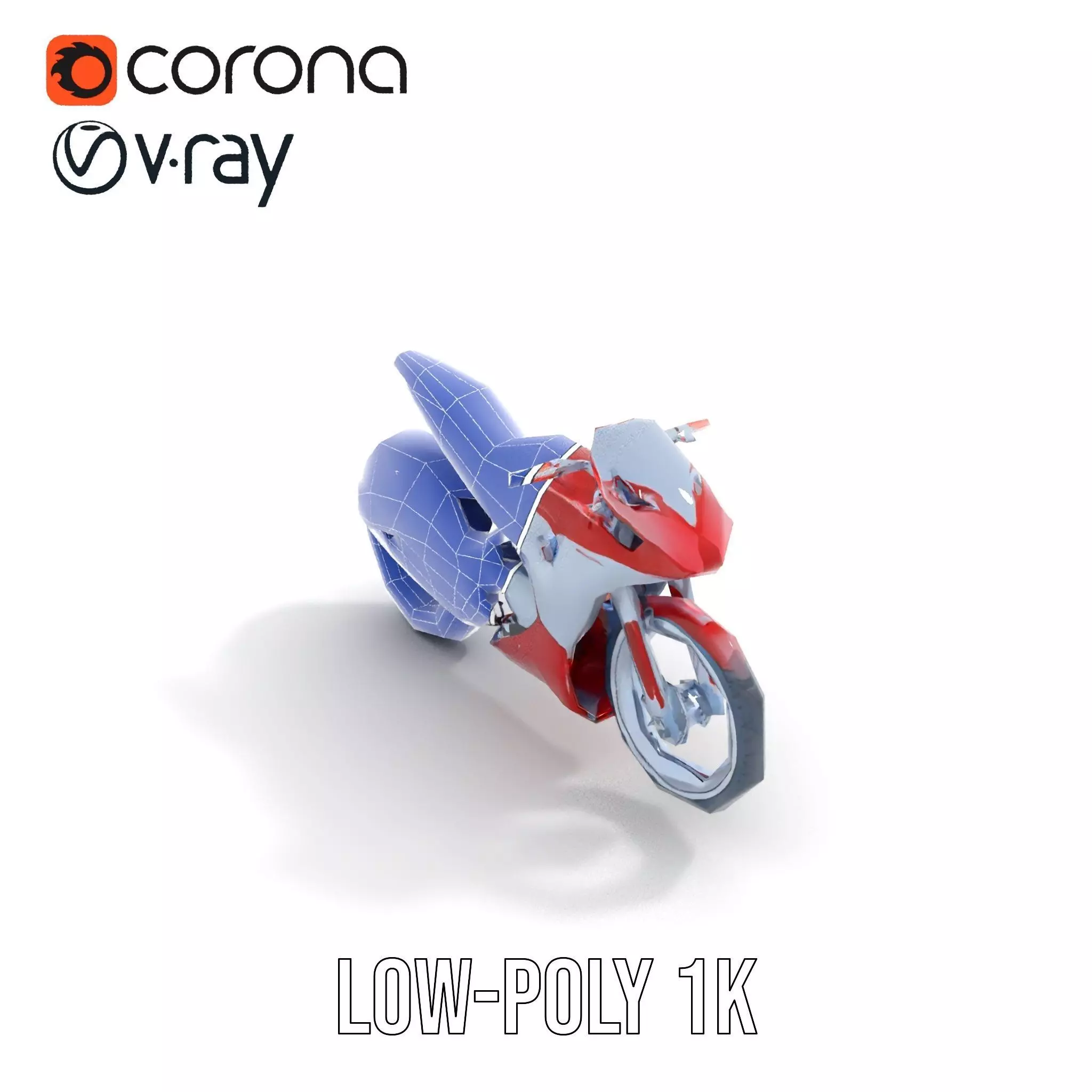 Futuristic Red Motorcycle model pack Low-poly 3D model_25