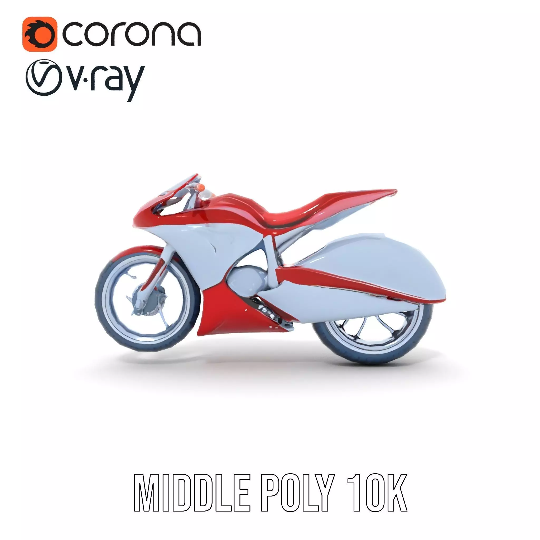 Futuristic Red Motorcycle model pack Low-poly 3D model_26