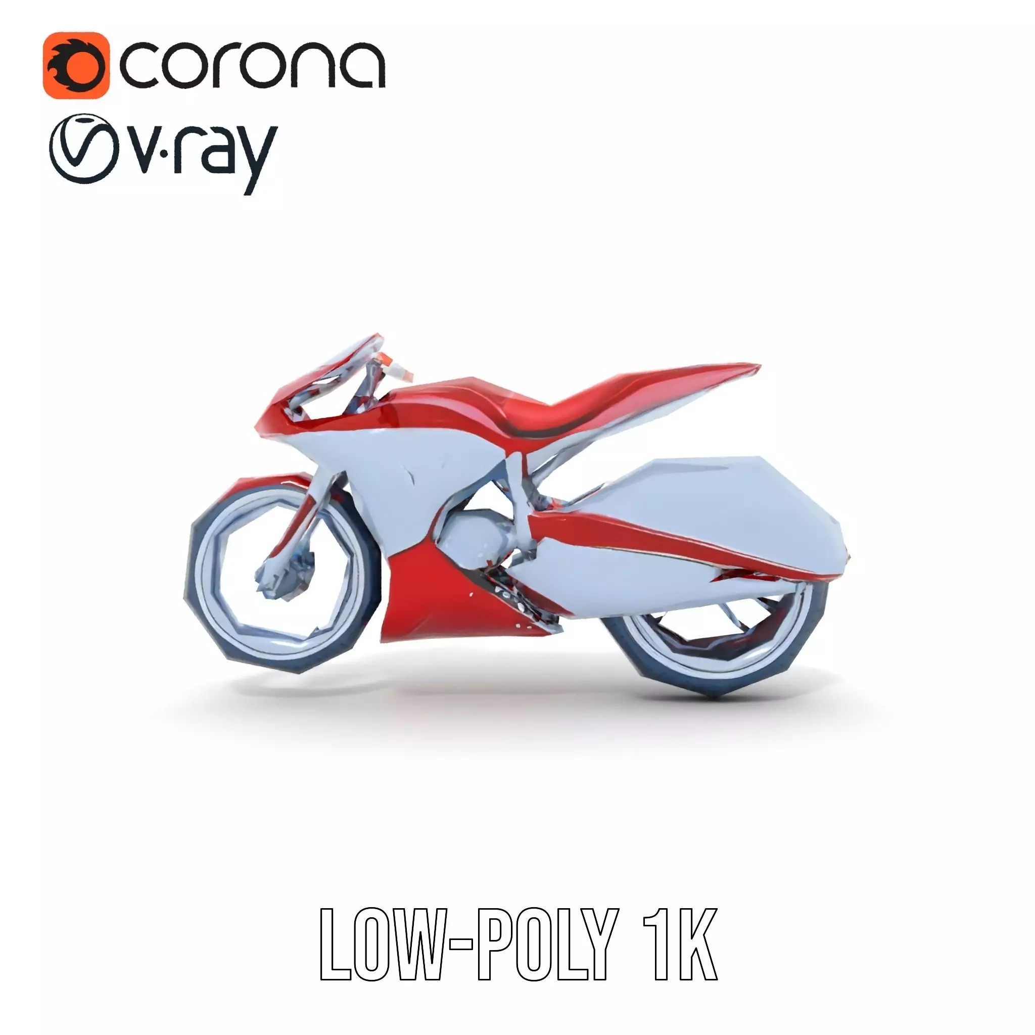 Futuristic Red Motorcycle model pack Low-poly 3D model_22