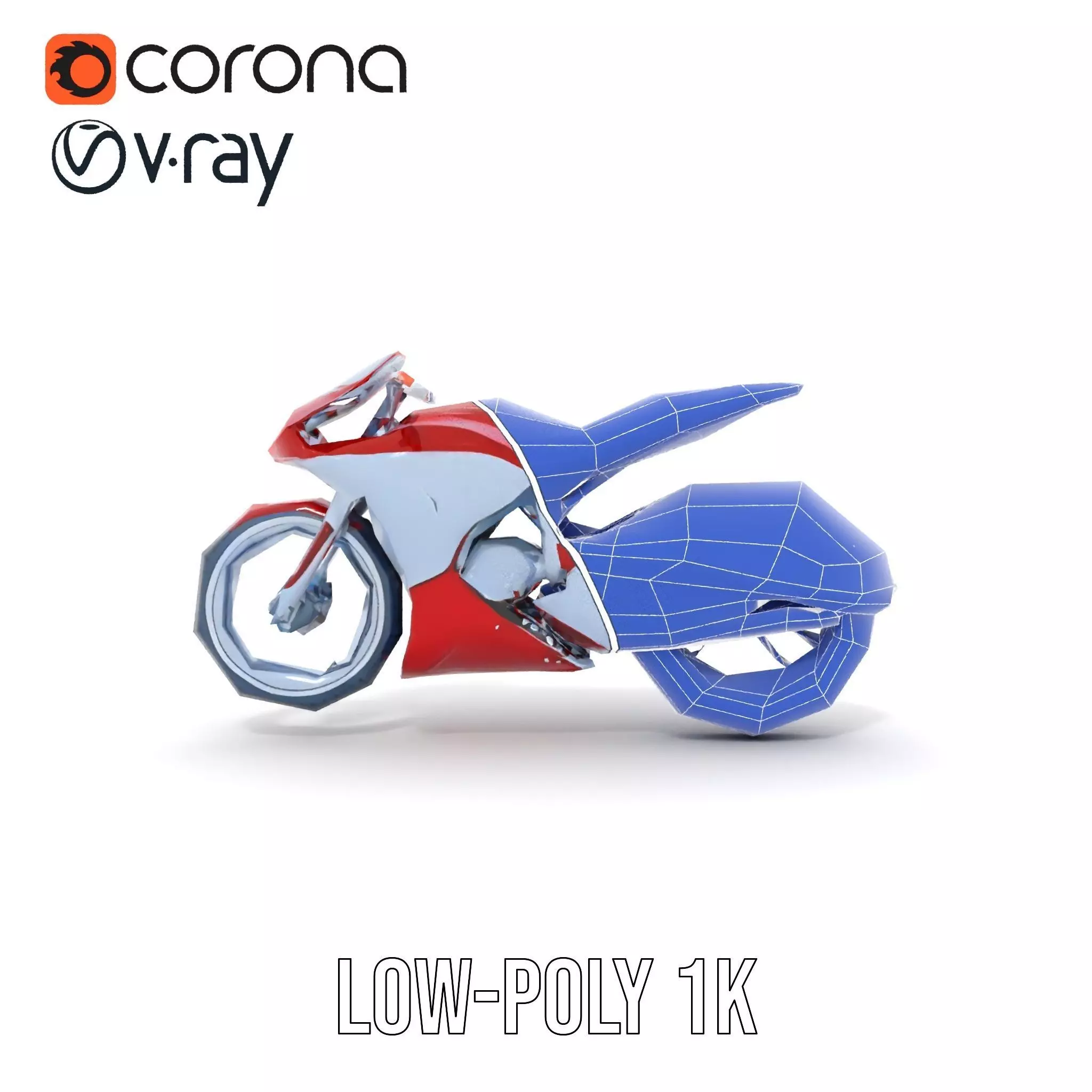 Futuristic Red Motorcycle model pack Low-poly 3D model_16