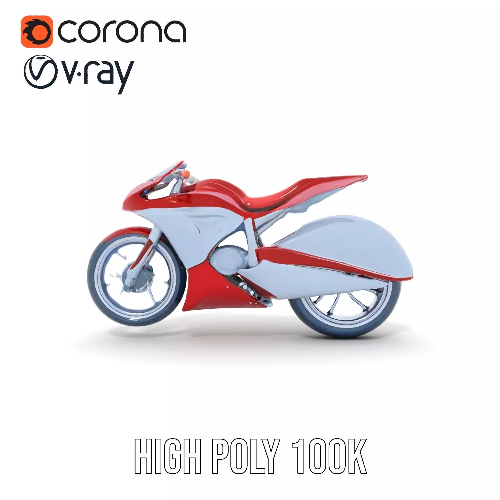 Futuristic Red Motorcycle model pack Low-poly 3D model_32