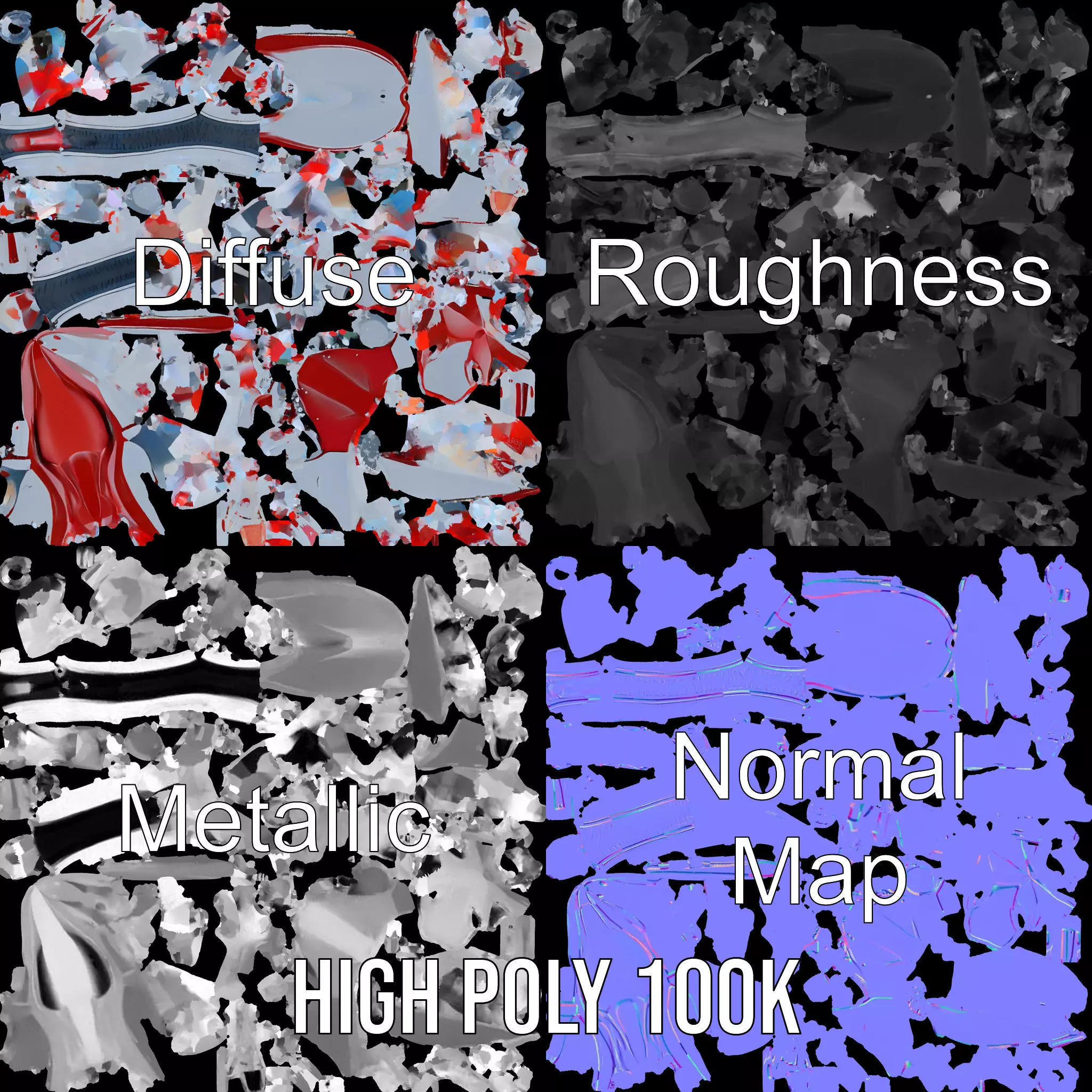 Futuristic Red Motorcycle model pack Low-poly 3D model_4