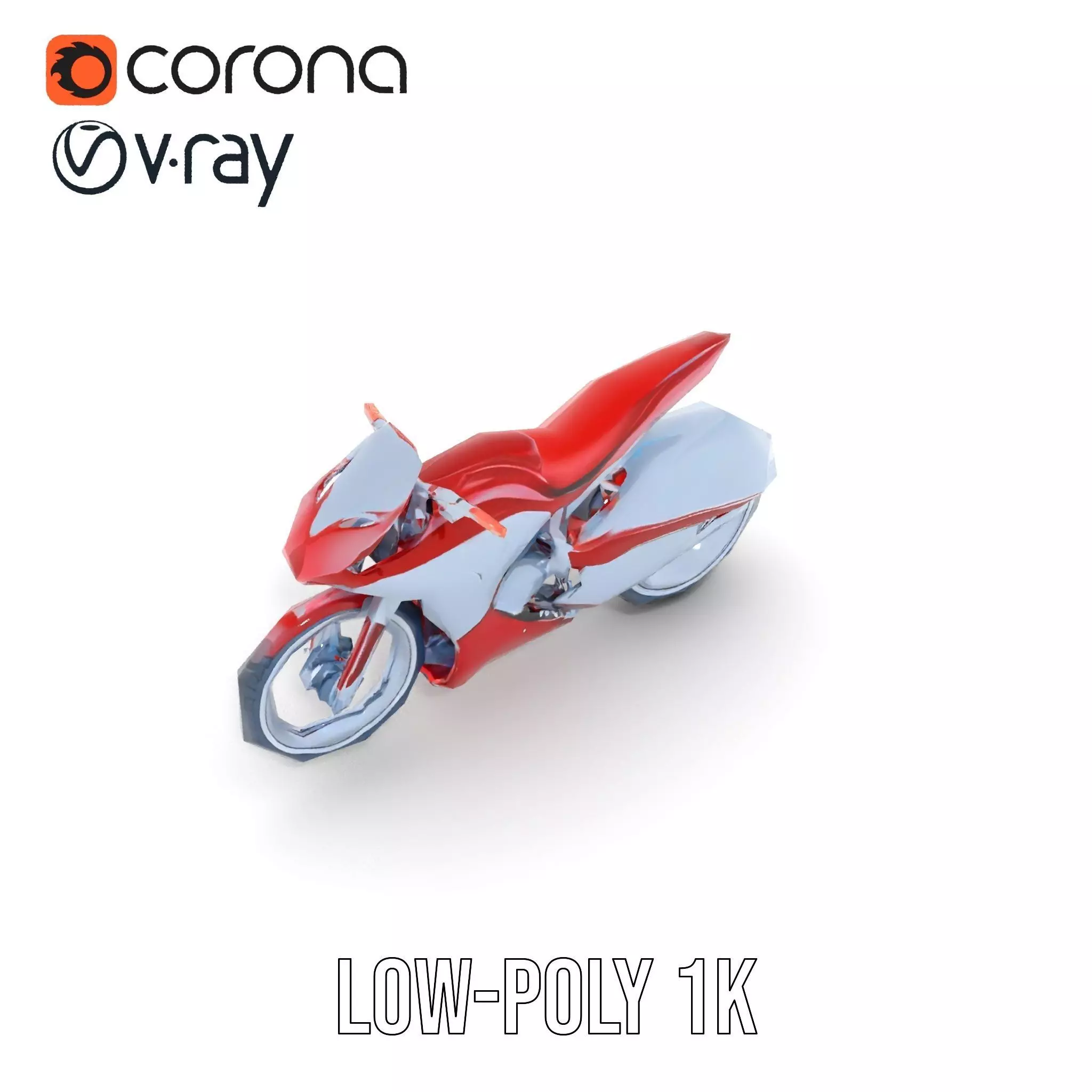 Futuristic Red Motorcycle model pack Low-poly 3D model_19