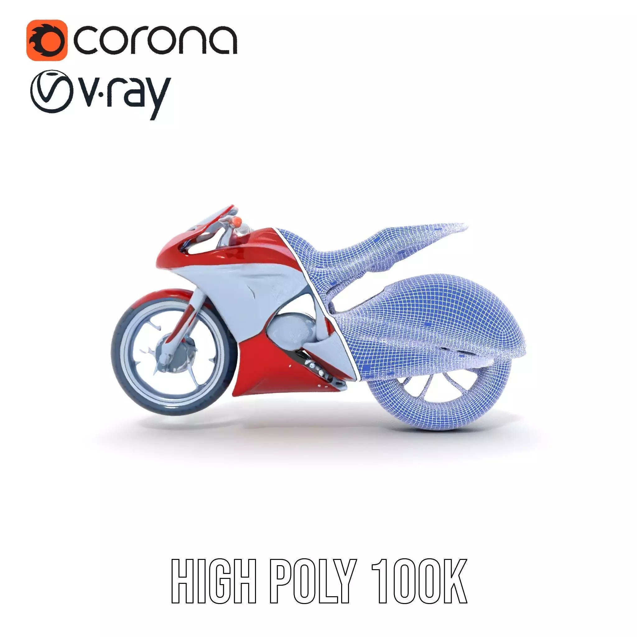 Futuristic Red Motorcycle model pack Low-poly 3D model_33