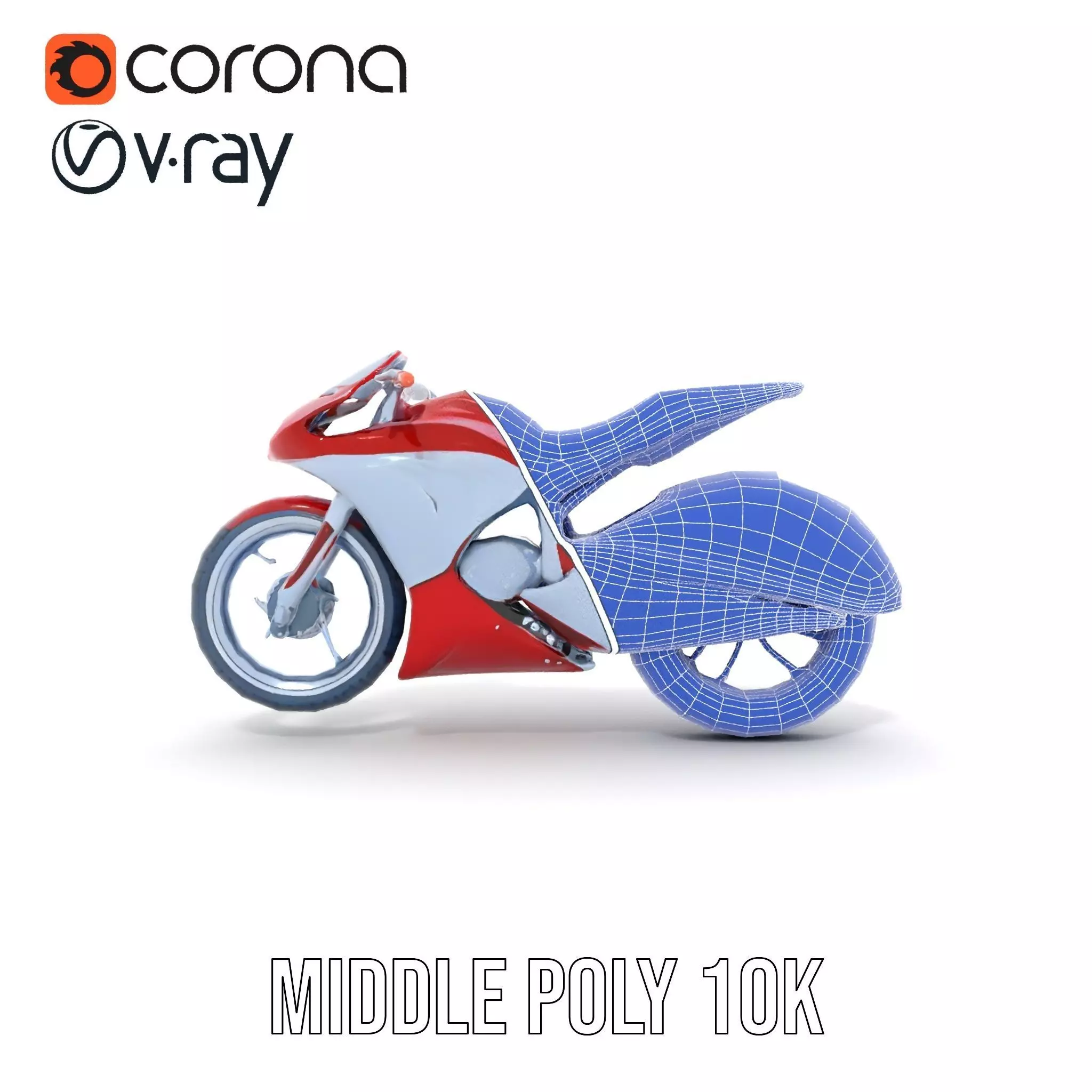 Futuristic Red Motorcycle model pack Low-poly 3D model_28