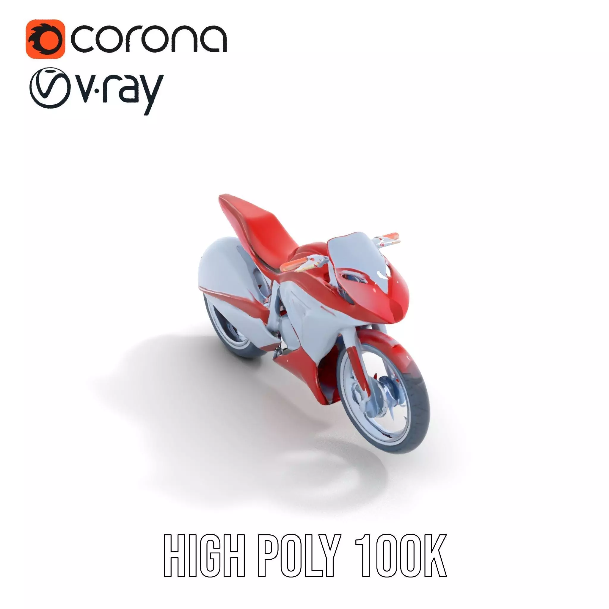 Futuristic Red Motorcycle model pack Low-poly 3D model_17