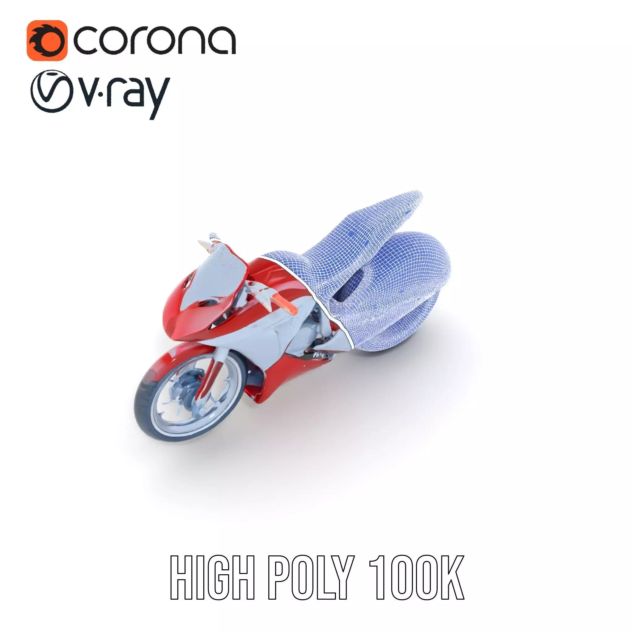 Futuristic Red Motorcycle model pack Low-poly 3D model_23