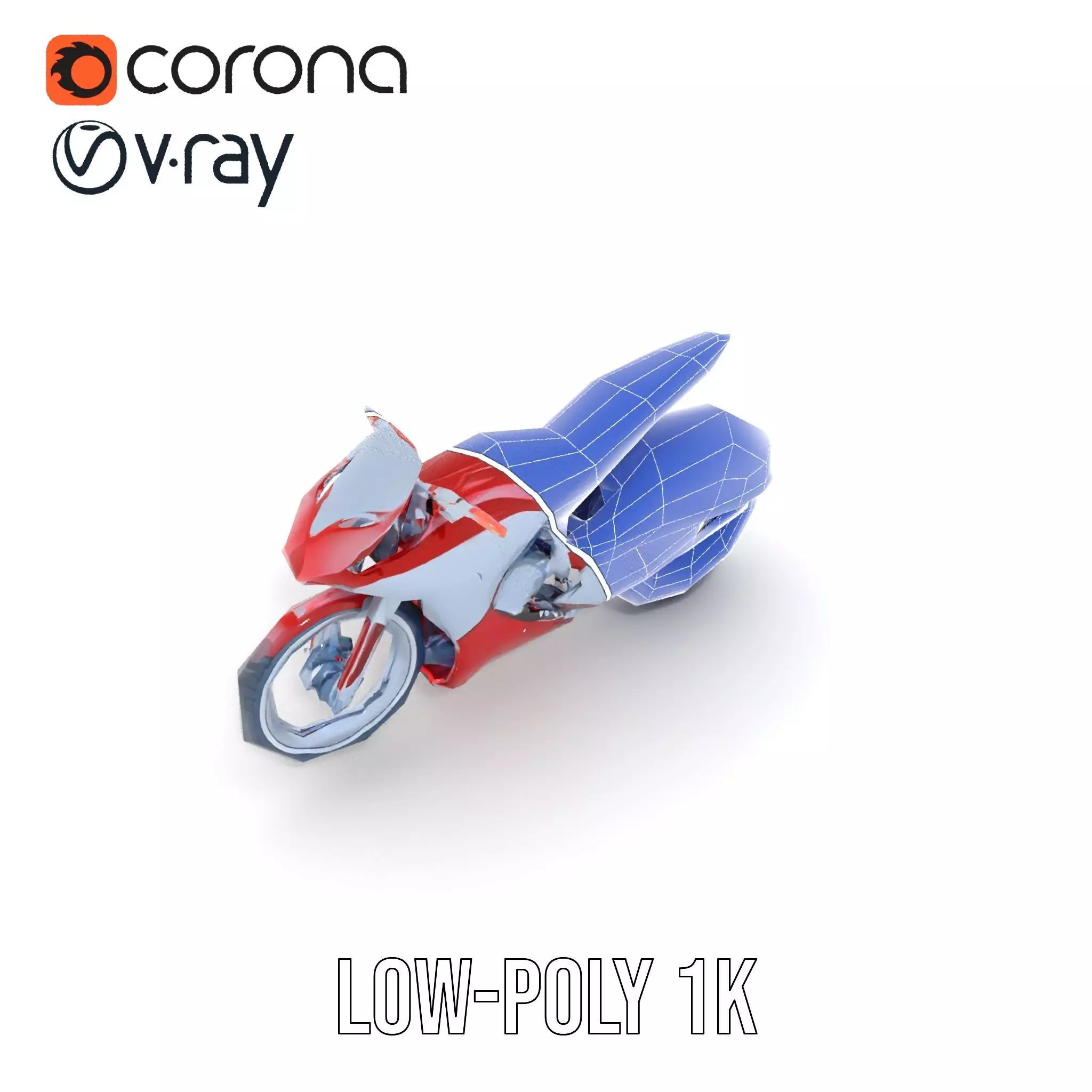 Futuristic Red Motorcycle model pack Low-poly 3D model_27