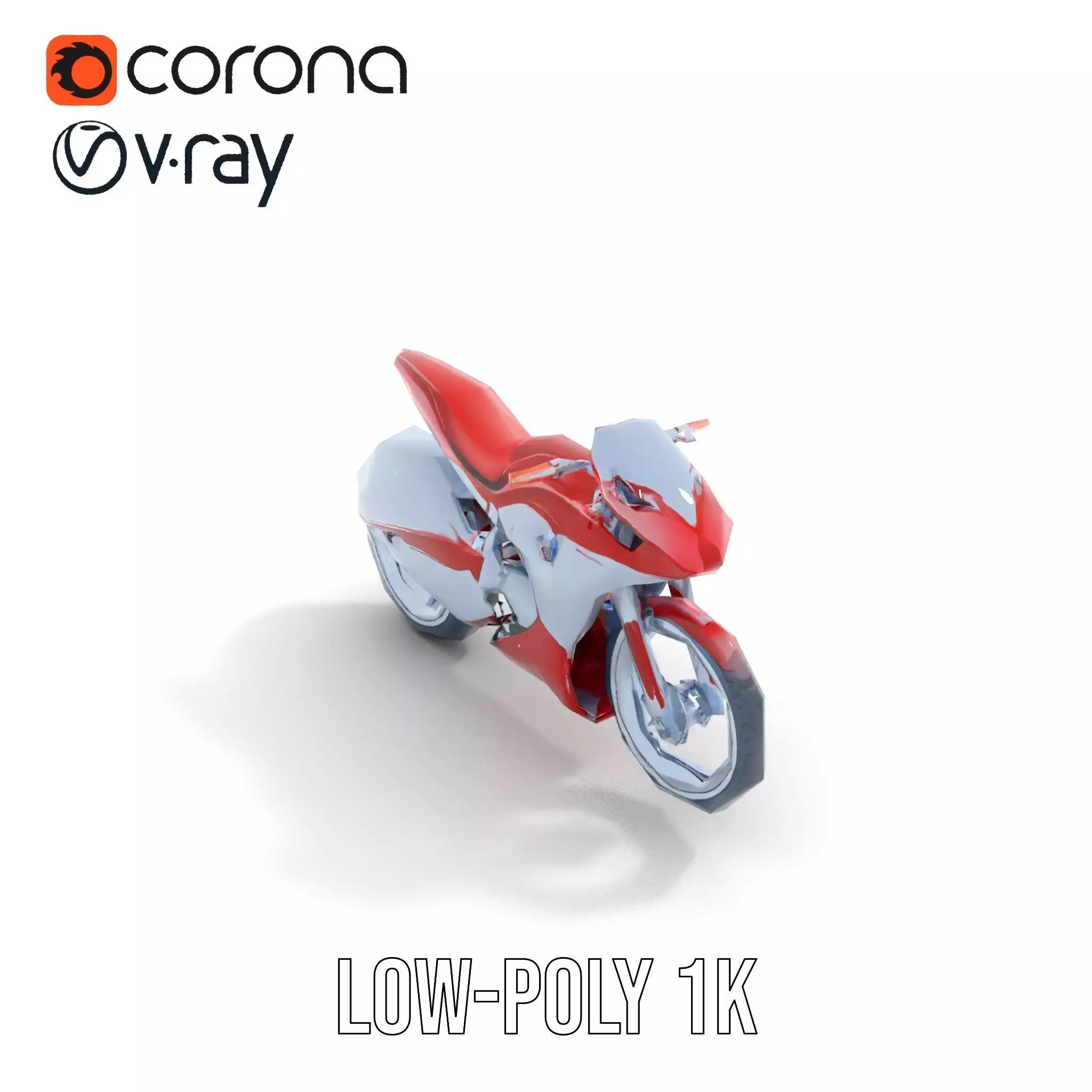 Futuristic Red Motorcycle model pack Low-poly 3D model_13