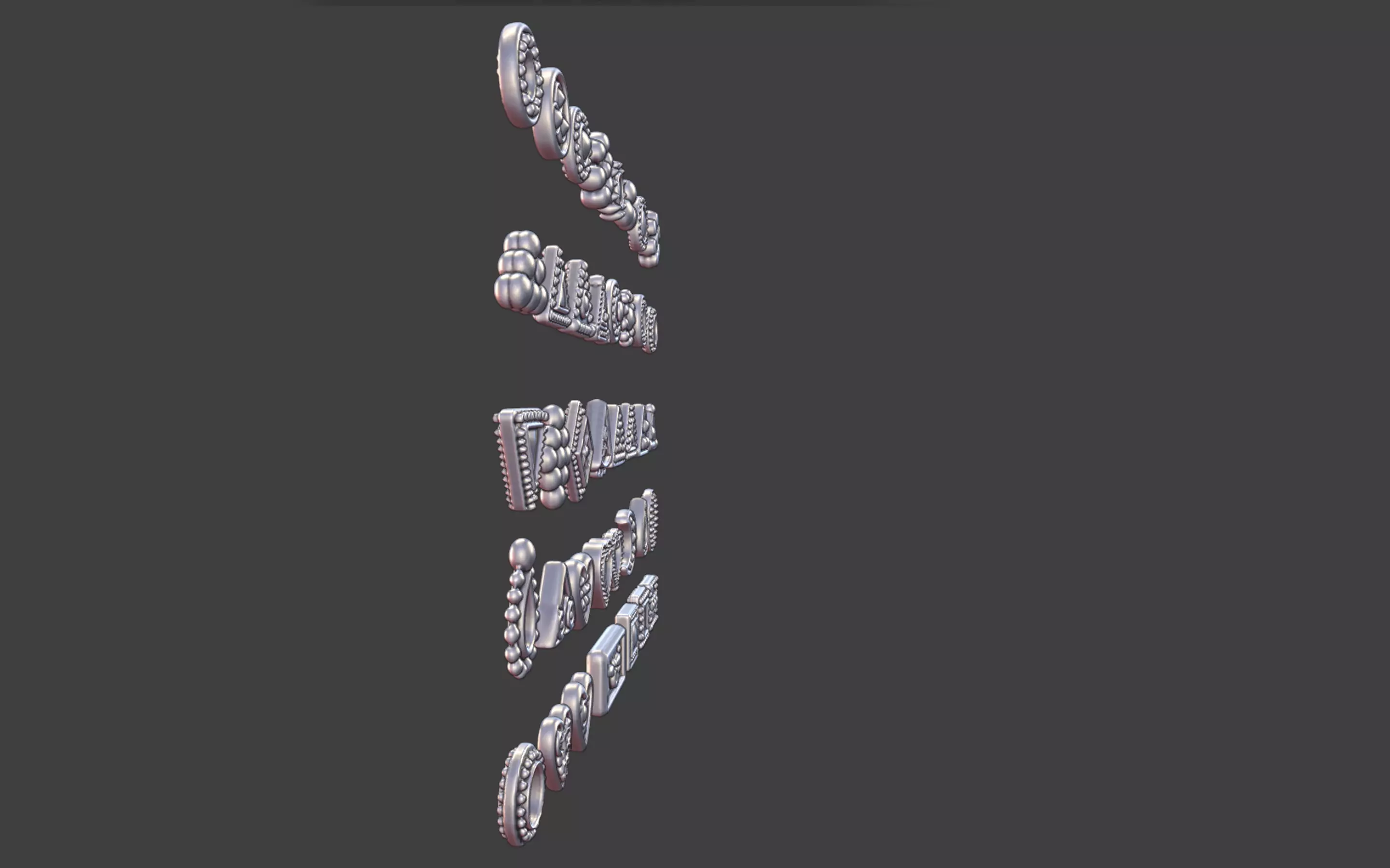 set of 39 Small Geometric Tribal 3D Models Jewelry Game Design  3D print model_4