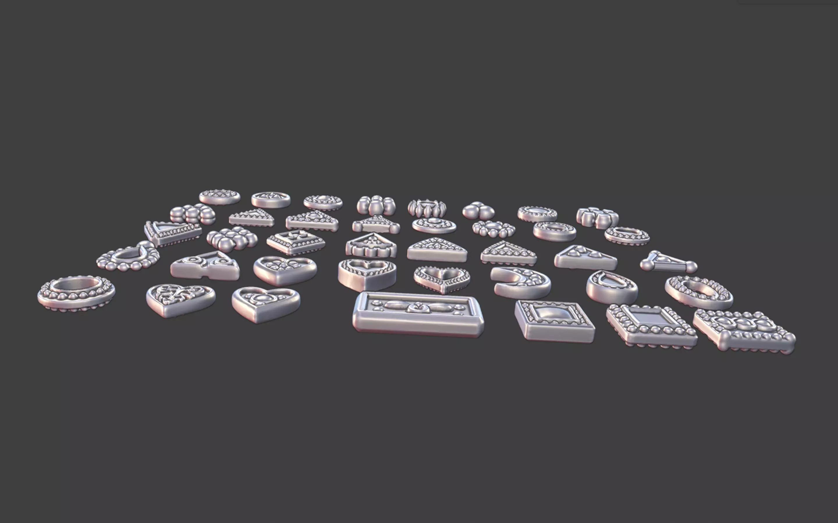 set of 39 Small Geometric Tribal 3D Models Jewelry Game Design  3D print model_11