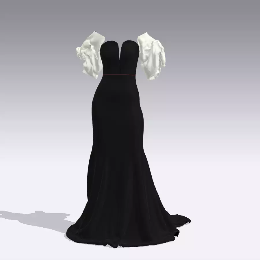 dress heart neckline and drape watermelon slevee Low-poly 3D model