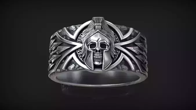 Ancient Greek Armor Spartan Warrior Skull Helmet Ring