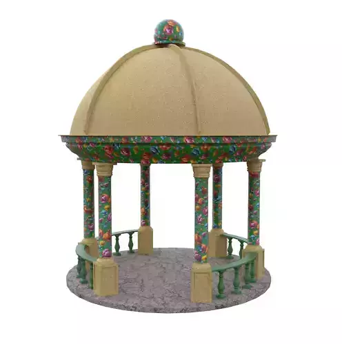 Realistic Floral Gazebo Pavilion Garden 3D Model 4K PBR  