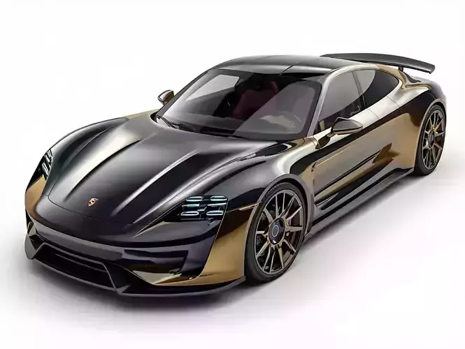 Luxury Concept Supercar 3D Model Black and Gold Racer 3D model
