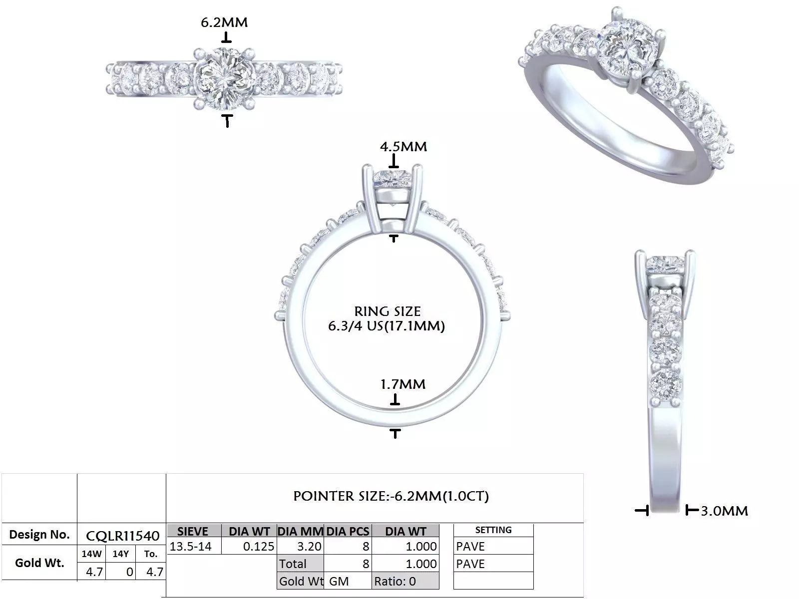 Solitaire Ring 3dm stl renders animation videos details  3D print model_3