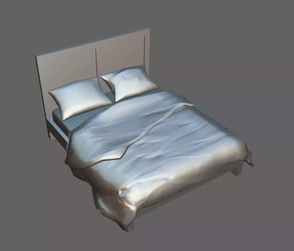 Double Bed 04 Low-poly 3D model_10