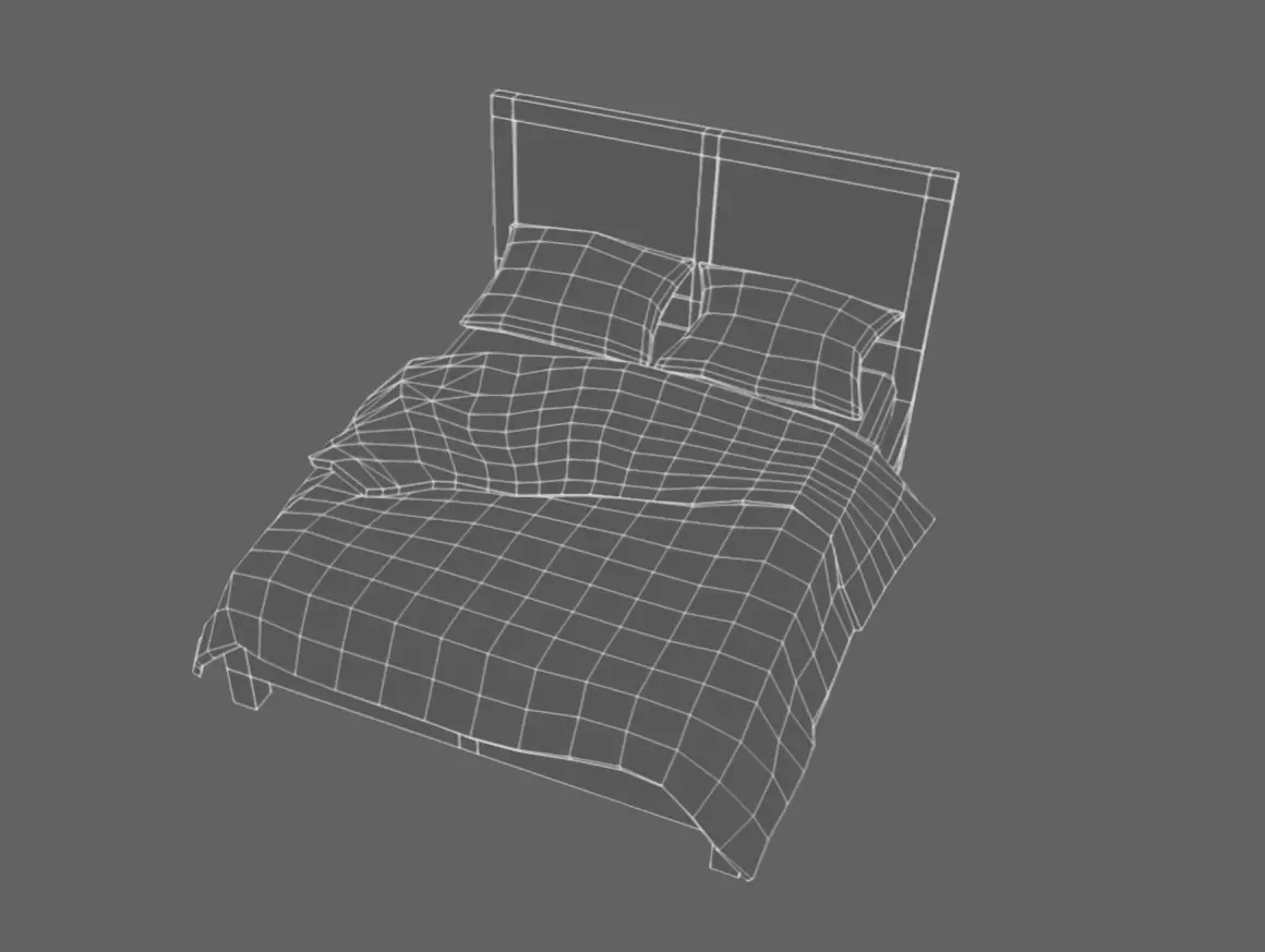 Double Bed 04 Low-poly 3D model_11