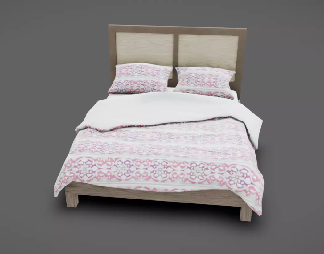Double Bed 04 Low-poly 3D model_1