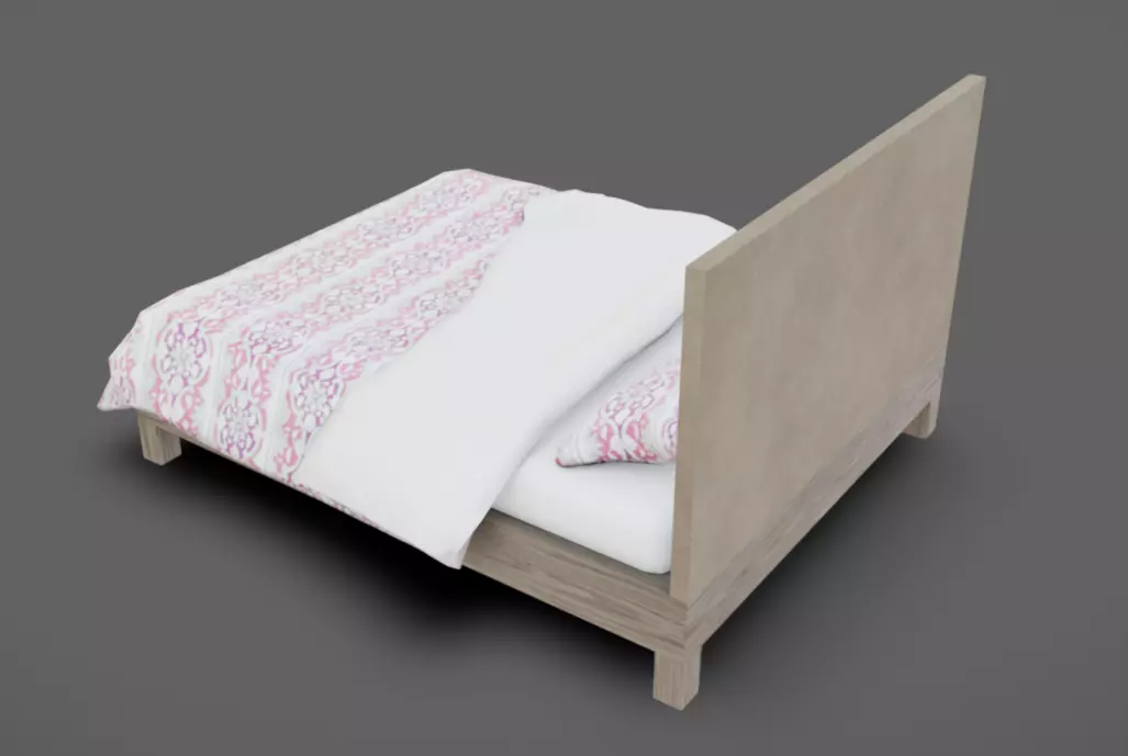 Double Bed 04 Low-poly 3D model_4