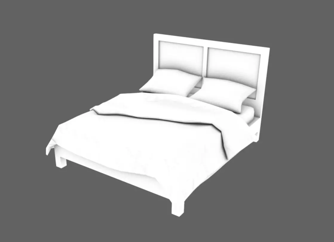 Double Bed 04 Low-poly 3D model_9