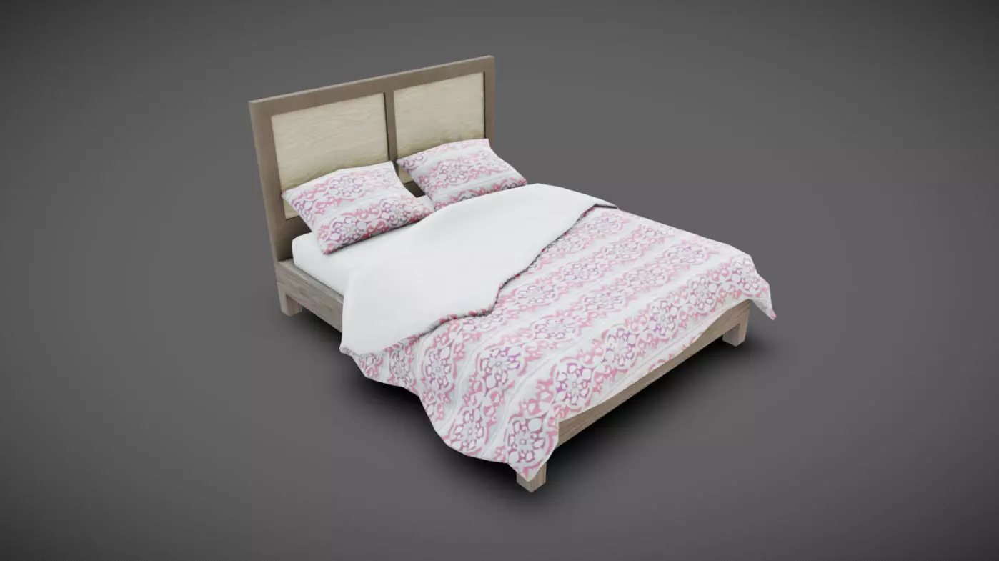 Double Bed 04 Low-poly 3D model_0