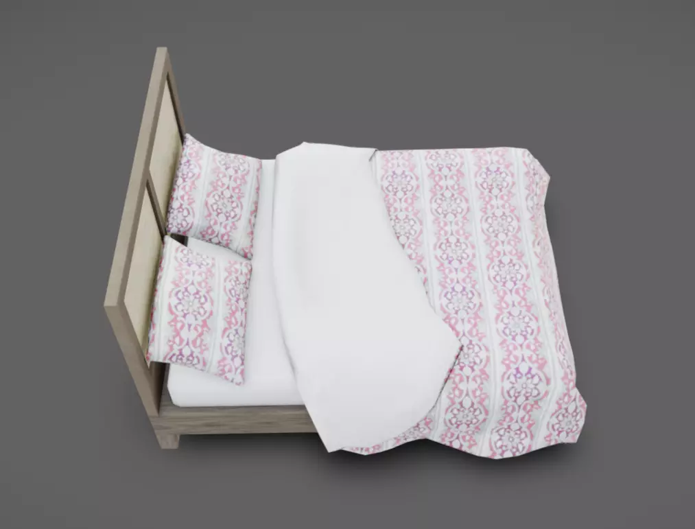 Double Bed 04 Low-poly 3D model_5