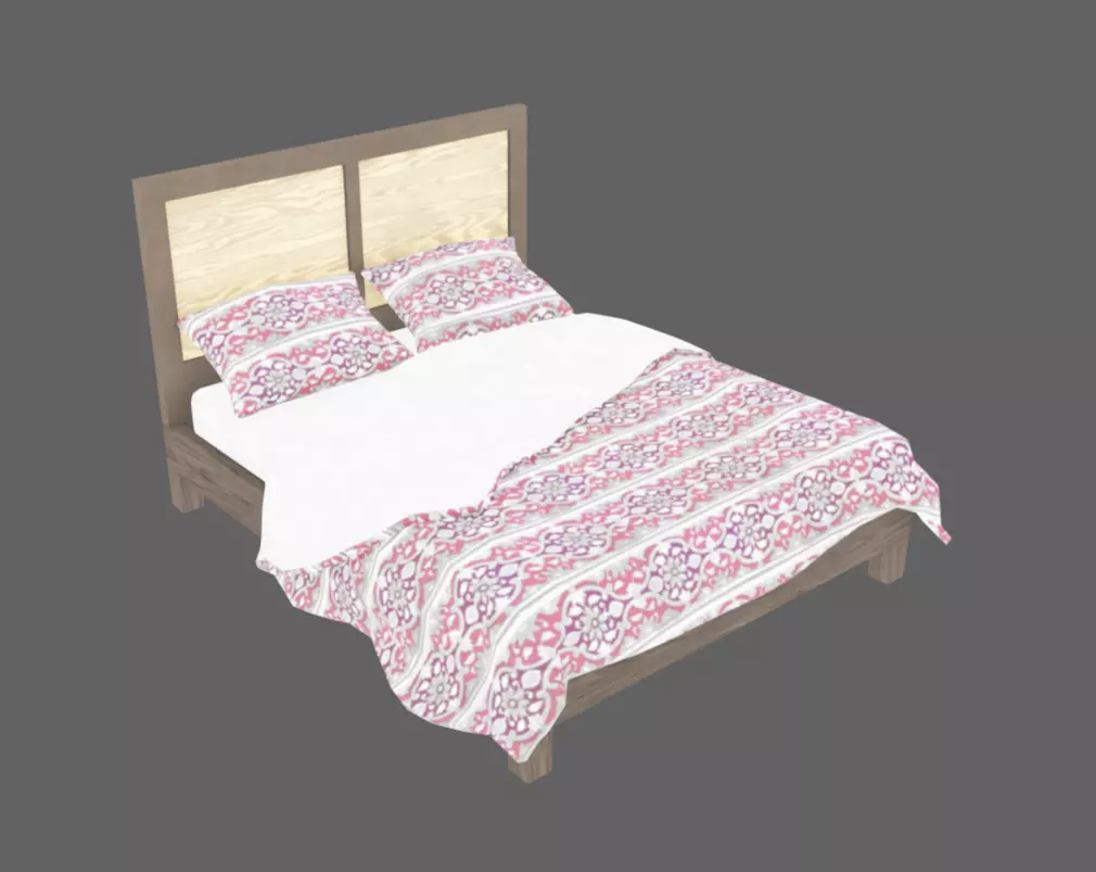 Double Bed 04 Low-poly 3D model_8