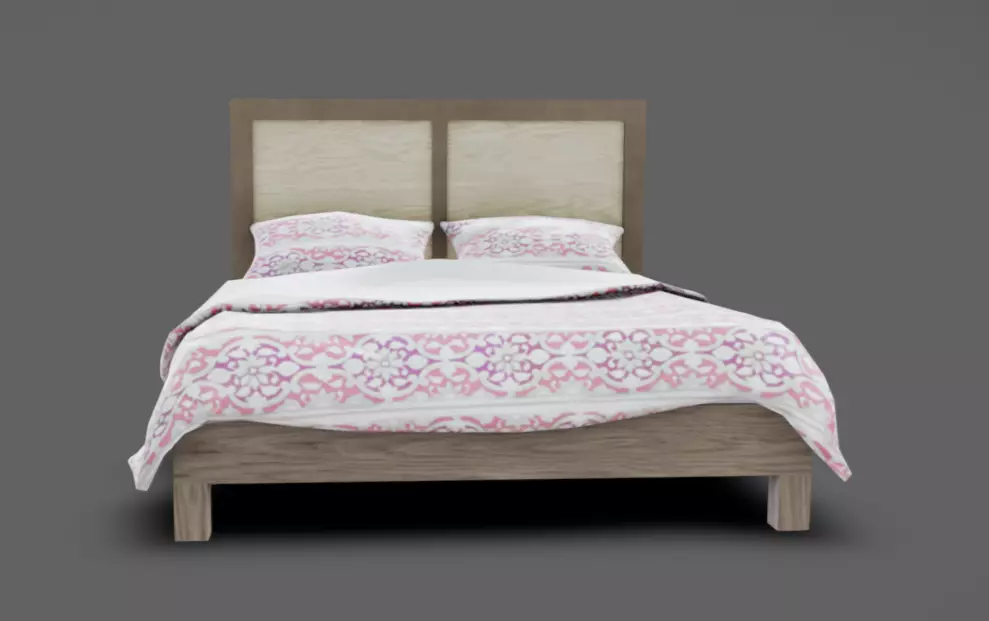 Double Bed 04 Low-poly 3D model_7