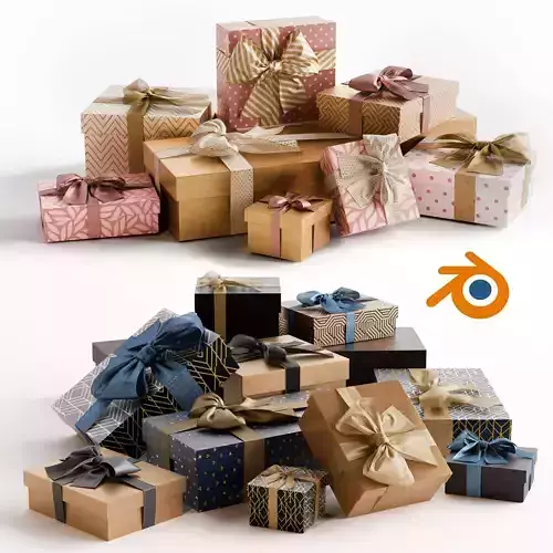 Gift Boxes 3D model Blender Holiday